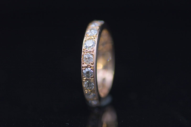 2.00 Carat Antique 18ct Gold Full Eternity Ring. Old European Cut Diamonds. Yellow Gold.