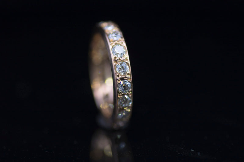 2.00 Carat Antique 18ct Gold Full Eternity Ring. Old European Cut Diamonds. Yellow Gold.