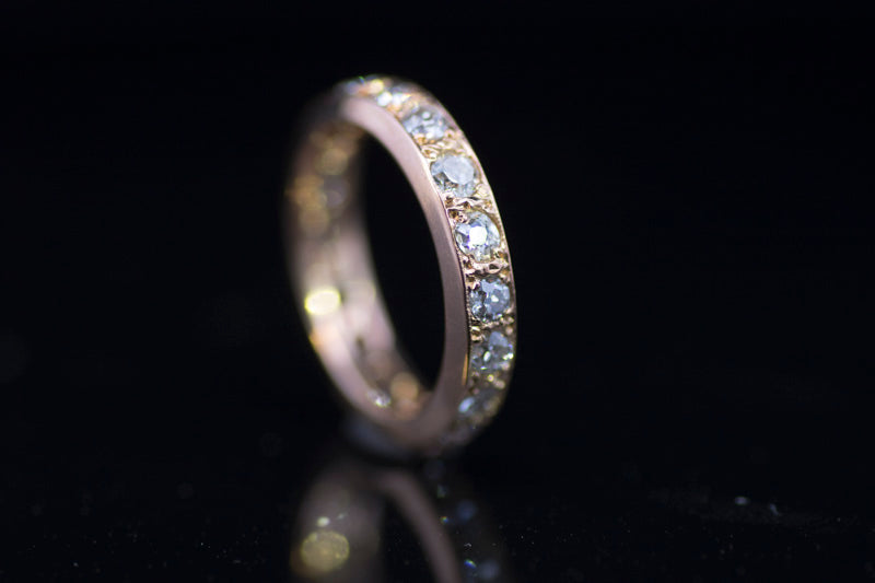 2.00 Carat Antique 18ct Gold Full Eternity Ring. Old European Cut Diamonds. Yellow Gold.