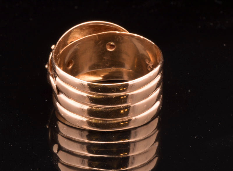 Antique 18ct Gold Double Snake Ring. Diamond Set. London 1918.