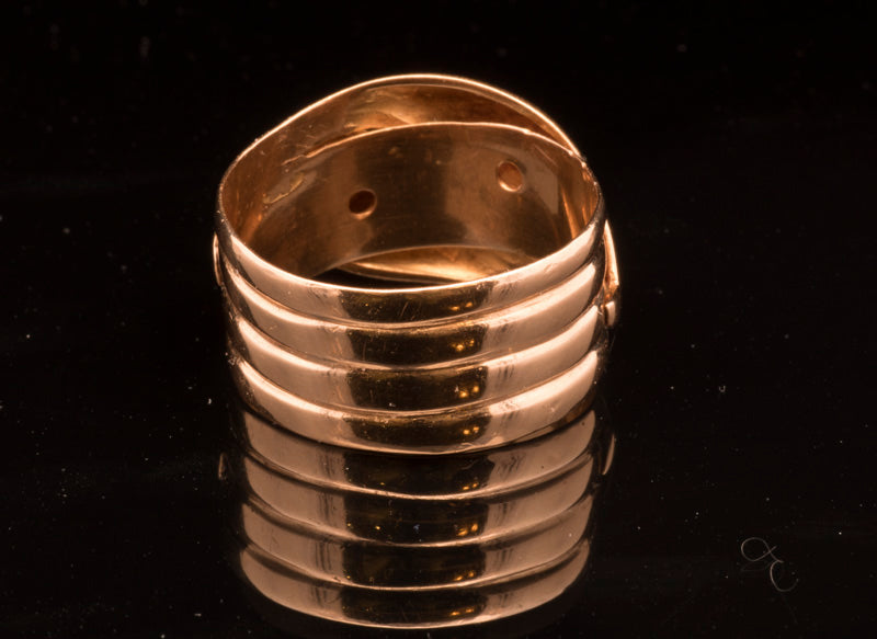 Antique 18ct Gold Double Snake Ring. Diamond Set. London 1918.