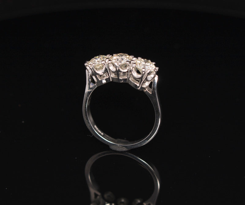 Pre-Loved 2 Carat Platinum and Natural Diamond 3 Stone / Trilogy Ring. Fantastic Value.