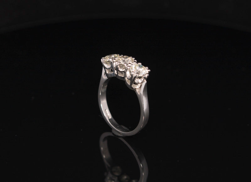 Pre-Loved 2 Carat Platinum and Natural Diamond 3 Stone / Trilogy Ring. Fantastic Value.