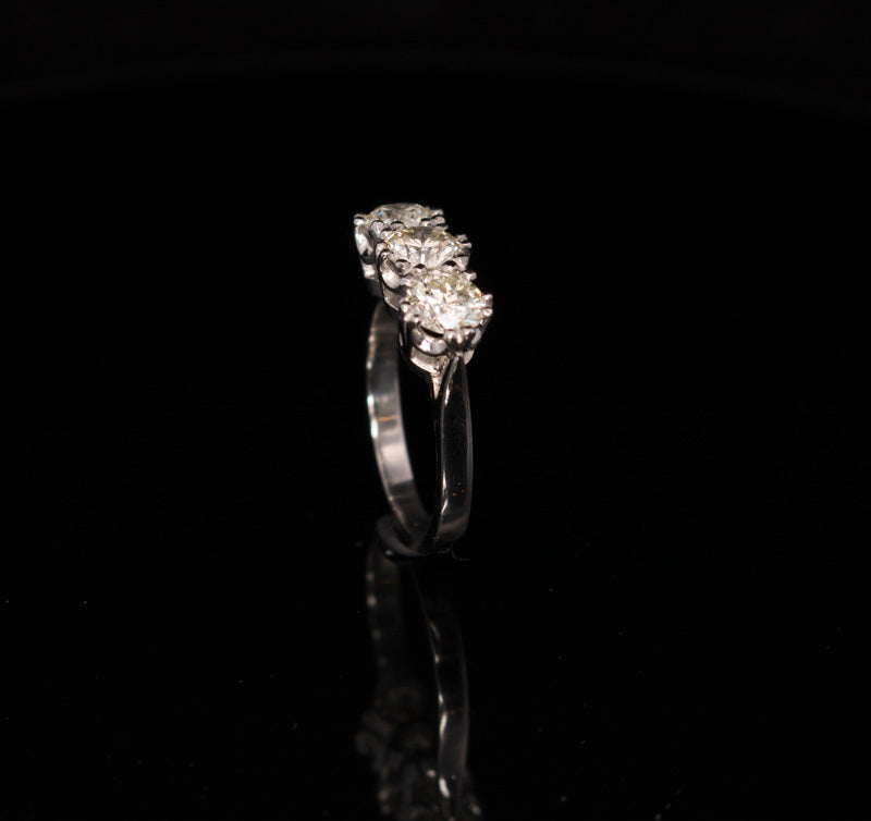 Pre-Loved 2 Carat Platinum and Natural Diamond 3 Stone / Trilogy Ring. Fantastic Value.