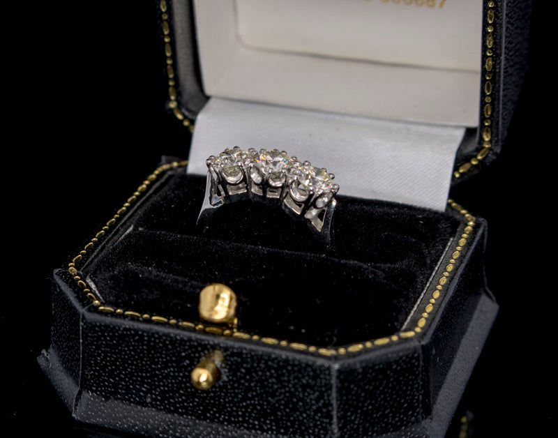 Pre-Loved 2 Carat Platinum and Natural Diamond 3 Stone / Trilogy Ring. Fantastic Value.