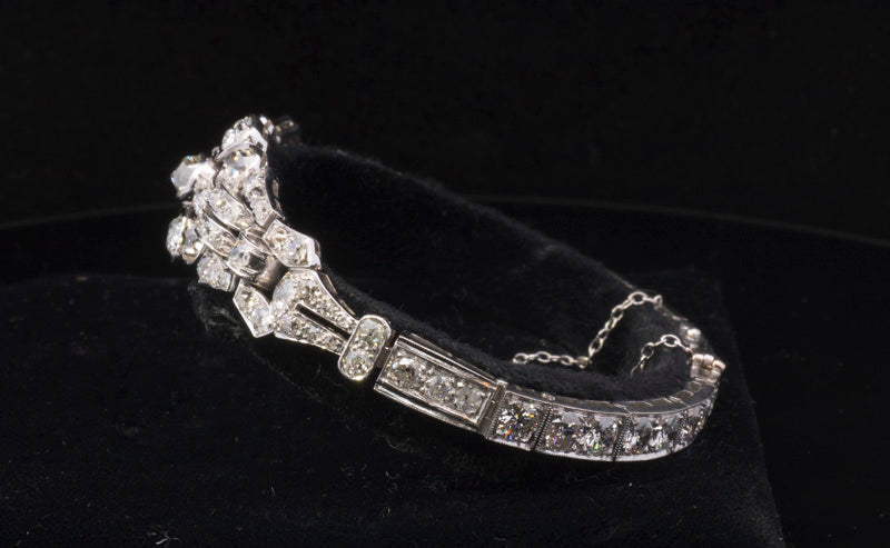 Magnificent Antique Platinum and Diamond Art Deco Bracelet. English Circa 1920. 8.25 Carats