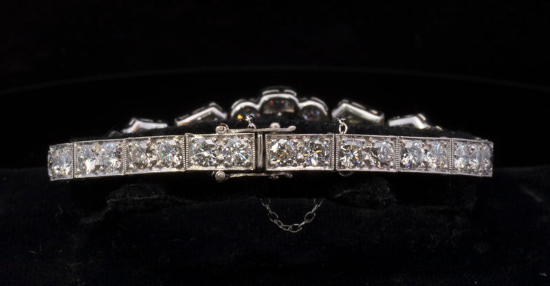 Magnificent Antique Platinum and Diamond Art Deco Bracelet. English Circa 1920. 8.25 Carats