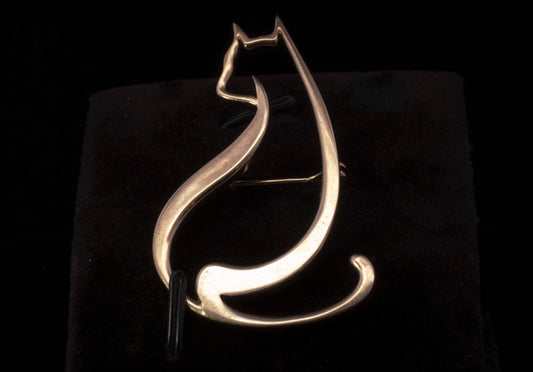 Vintage 9ct Gold Cat  'Silhouette' Brooch. Hallmarked Edinburgh 1999.
