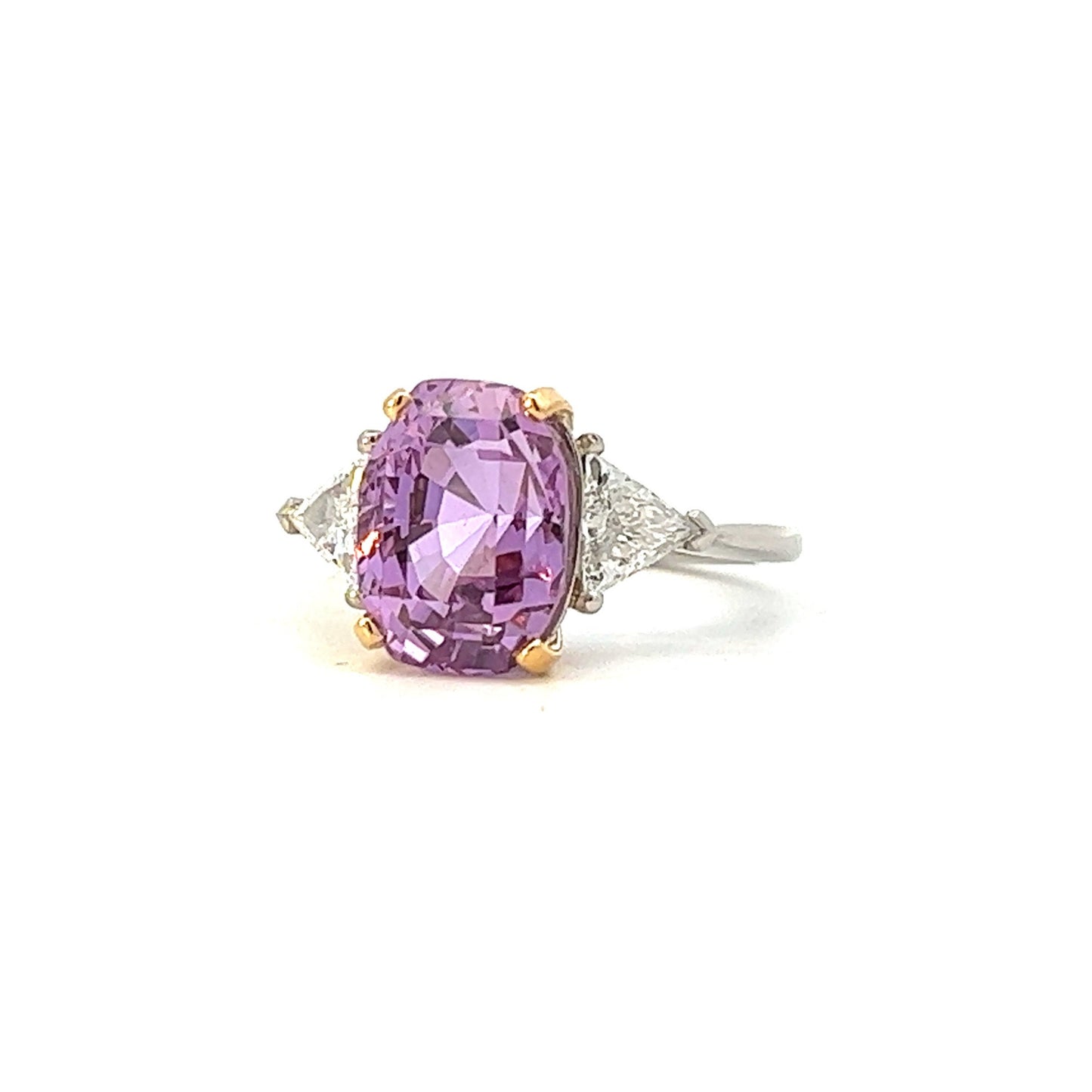 Certificated 7.49 Carats Natural Pink Sapphire & Diamond Platinum Ring