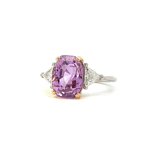 Certificated 7.49 Carats Natural Pink Sapphire & Diamond Platinum Ring