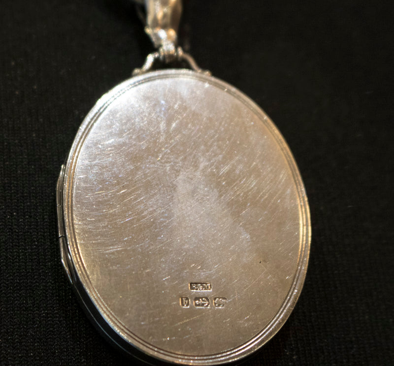 Antique Victorian Sterling Silver Period Blend Locket and Collar. Superb Example.