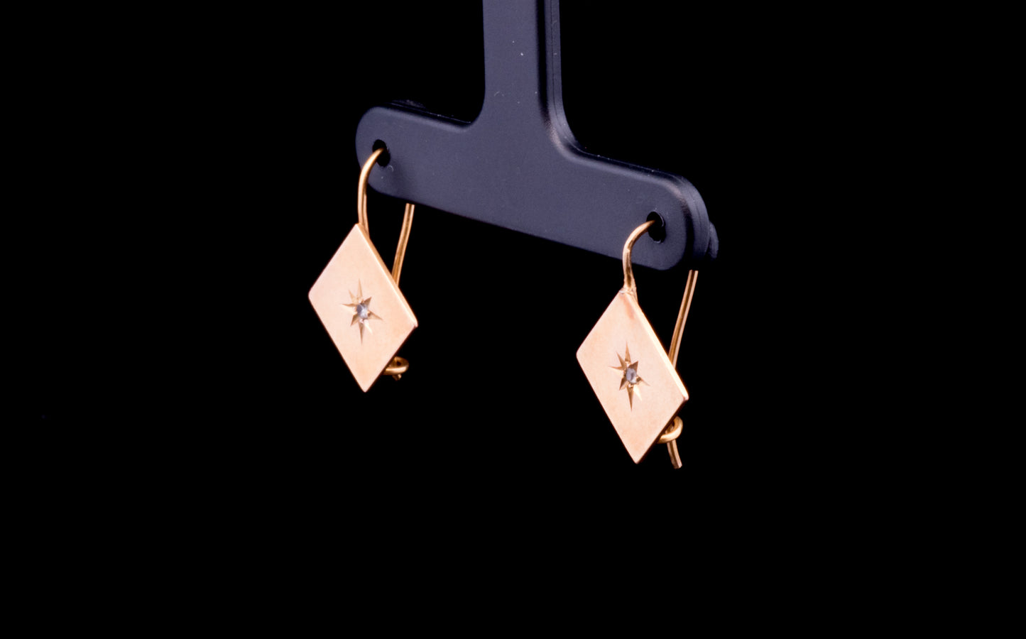 Antique Edwardian 9ct Gold Star Set Diamond Earrings C.1910