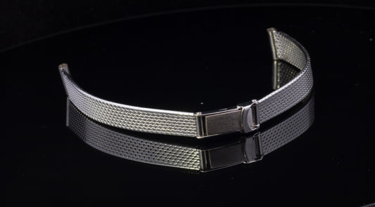 Ladies 9ct White Gold Art Deco Watch Strap / Bracelet. New Old Stock. Never Fitted. Hallmarked.