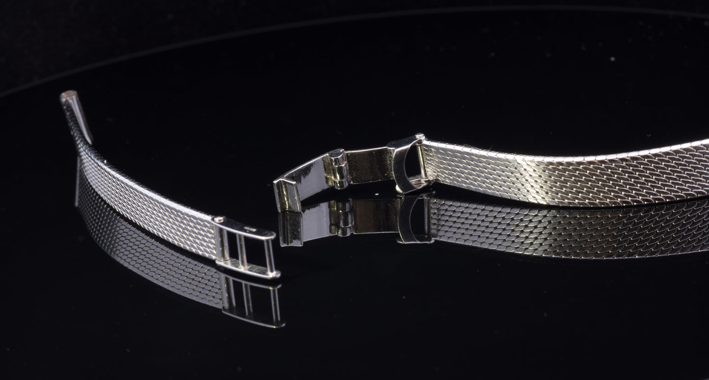 Ladies 9ct White Gold Art Deco Watch Strap / Bracelet. New Old Stock. Never Fitted. Hallmarked.