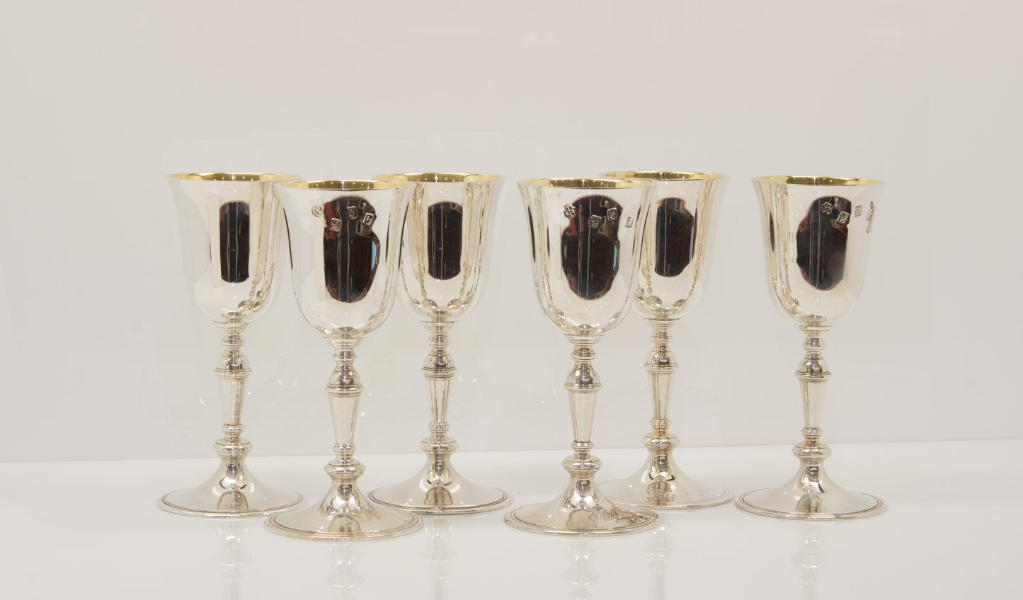 Solid Silver 6 Piece Wine / Goblet Set Dublin 1969. Sponsors Mark 'RISL' Royal Irish Silversmiths Limited.