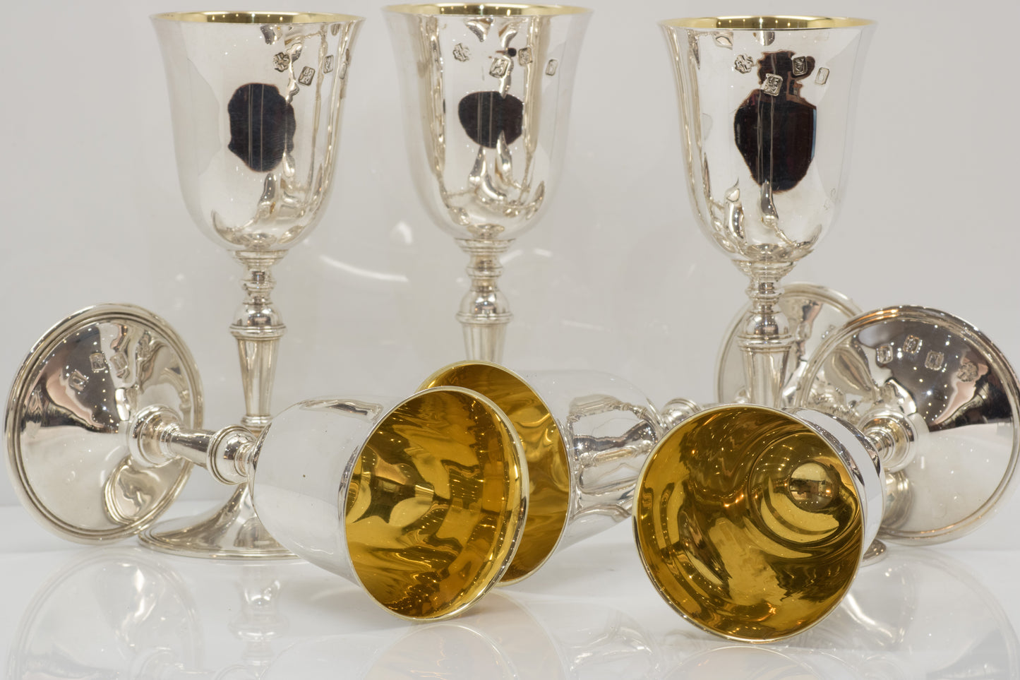 Solid Silver 6 Piece Wine / Goblet Set Dublin 1969. Sponsors Mark 'RISL' Royal Irish Silversmiths Limited.