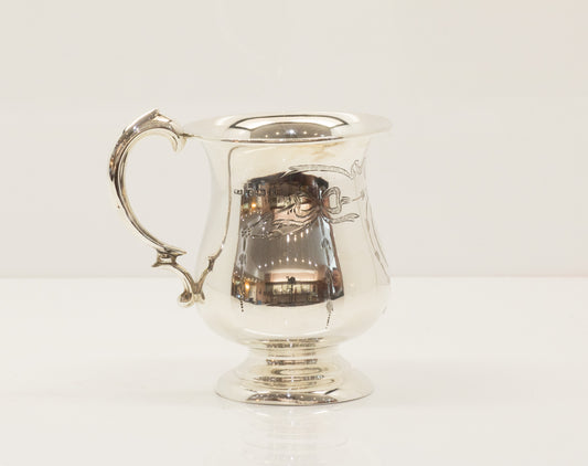 Pretty Antique Sterling Silver Christening Can Tankard Birmingham 1929. William Adams.