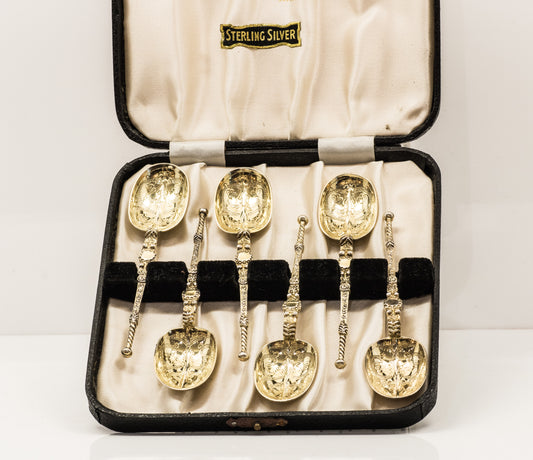 Antique Sterling Silver Set of 6 Anointing Spoons London 1900