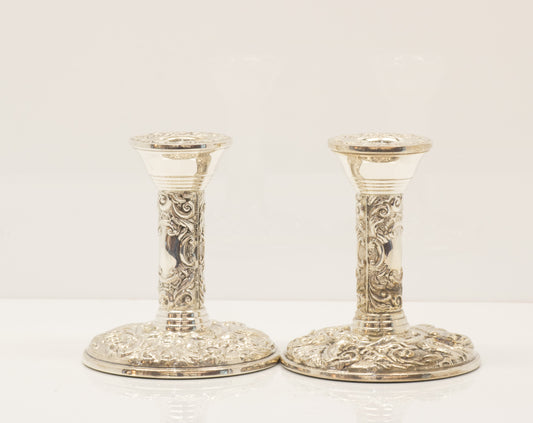 Vintage Sterling Silver Candle Sticks Birmingham 1977. Jubilee Hallmark. Very Ornate.