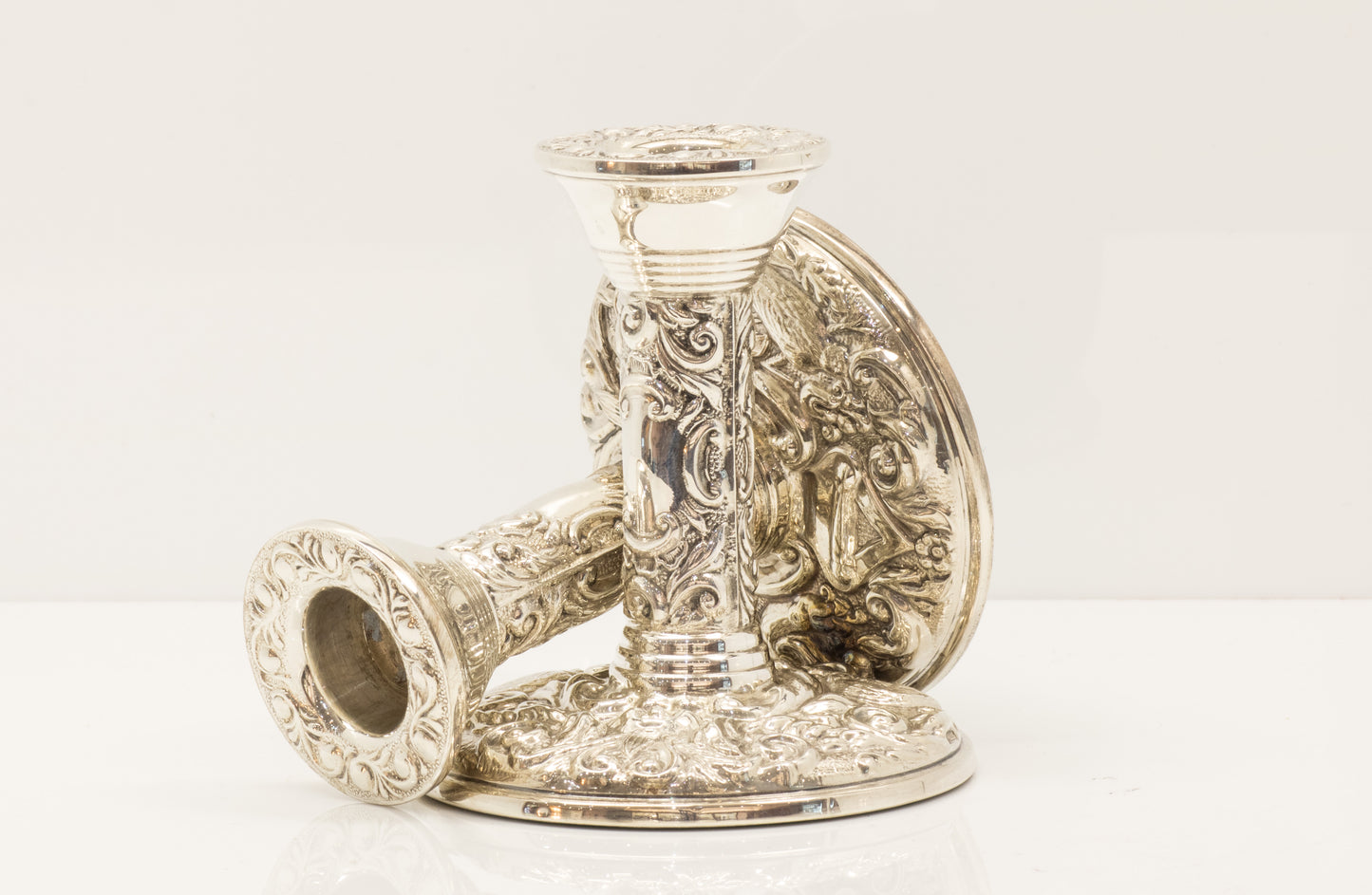 Vintage Sterling Silver Candle Sticks Birmingham 1977. Jubilee Hallmark. Very Ornate.