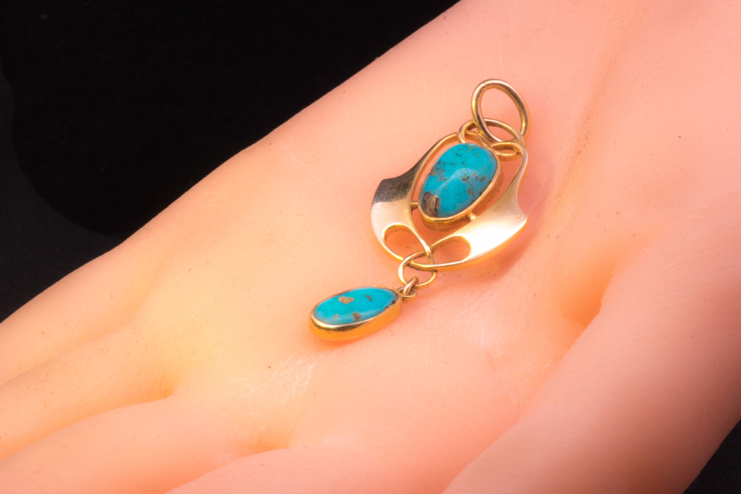 Antique 15ct Gold, Turquoise Murrle Bennet Pendant. Arts and Crafts. Circa 1900.