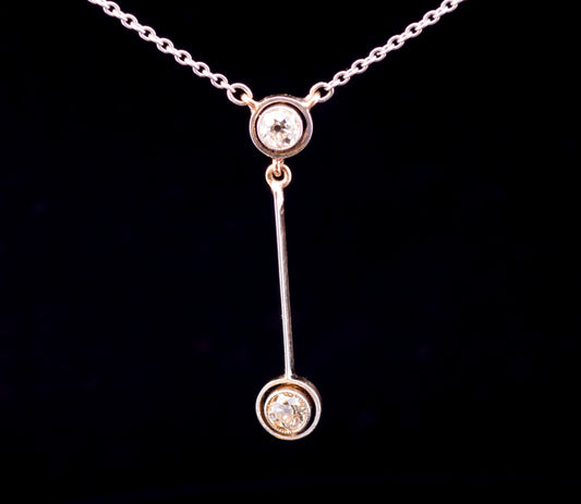 Antique Platinum & 15ct Gold Old European Cut Diamond Lavalier / Negligee Pendant. Circa 1910