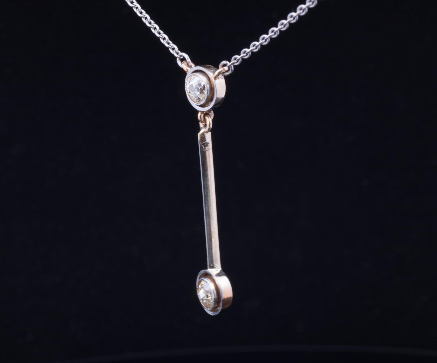 Antique Platinum & 15ct Gold Old European Cut Diamond Lavalier / Negligee Pendant. Circa 1910