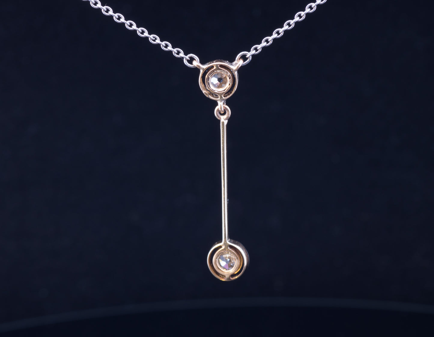 Antique Platinum & 15ct Gold Old European Cut Diamond Lavalier / Negligee Pendant. Circa 1910