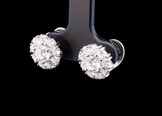 Magnificent Roberto Coin Diamond Cluster Earrings. 2.34 Carats.  18ct White Gold.