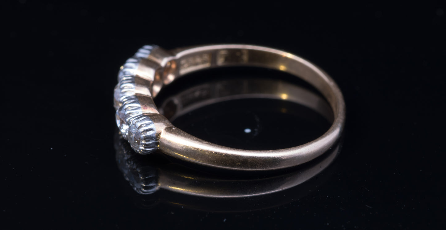 Antique 18ct Gold 5 Stone Diamond Ring. Old European Cut Diamonds.  Late Victorian.