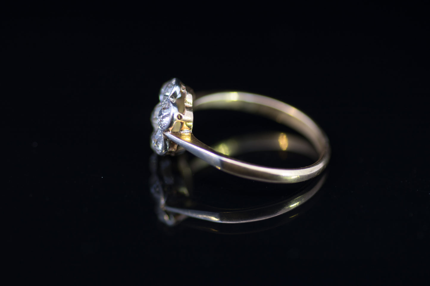 Antique Edwardian 18ct Gold & Platinum Daisy Cluster Old European Cut Diamonds. C1900