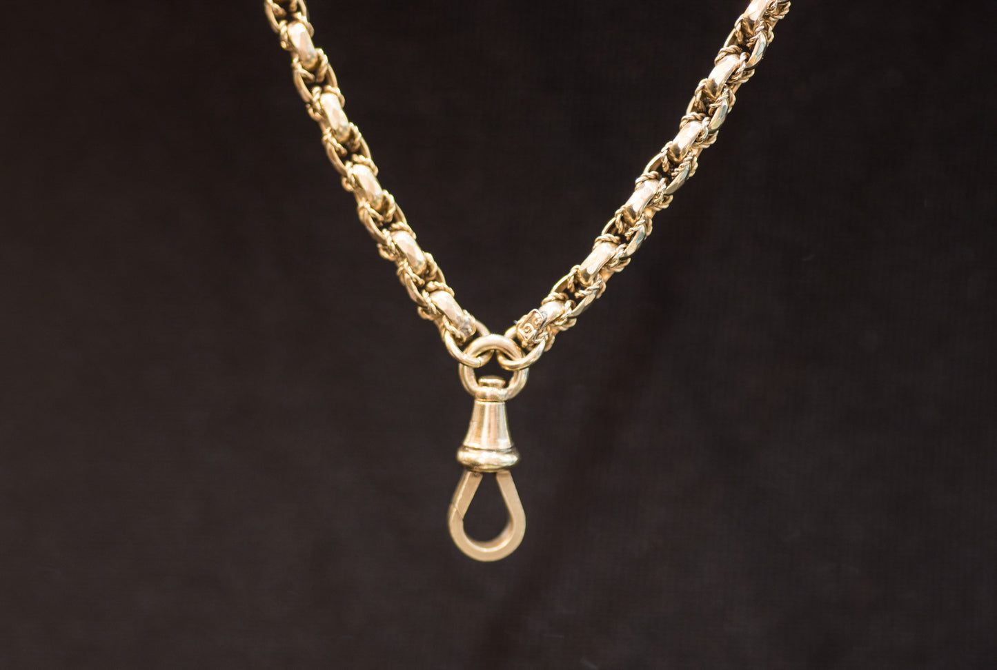 Attractive Victorian Antique 9ct Gold Guard Chain 60inch.  English C.1880