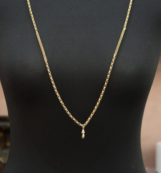 Attractive Victorian Antique 9ct Gold Guard Chain 60inch.  English C.1880