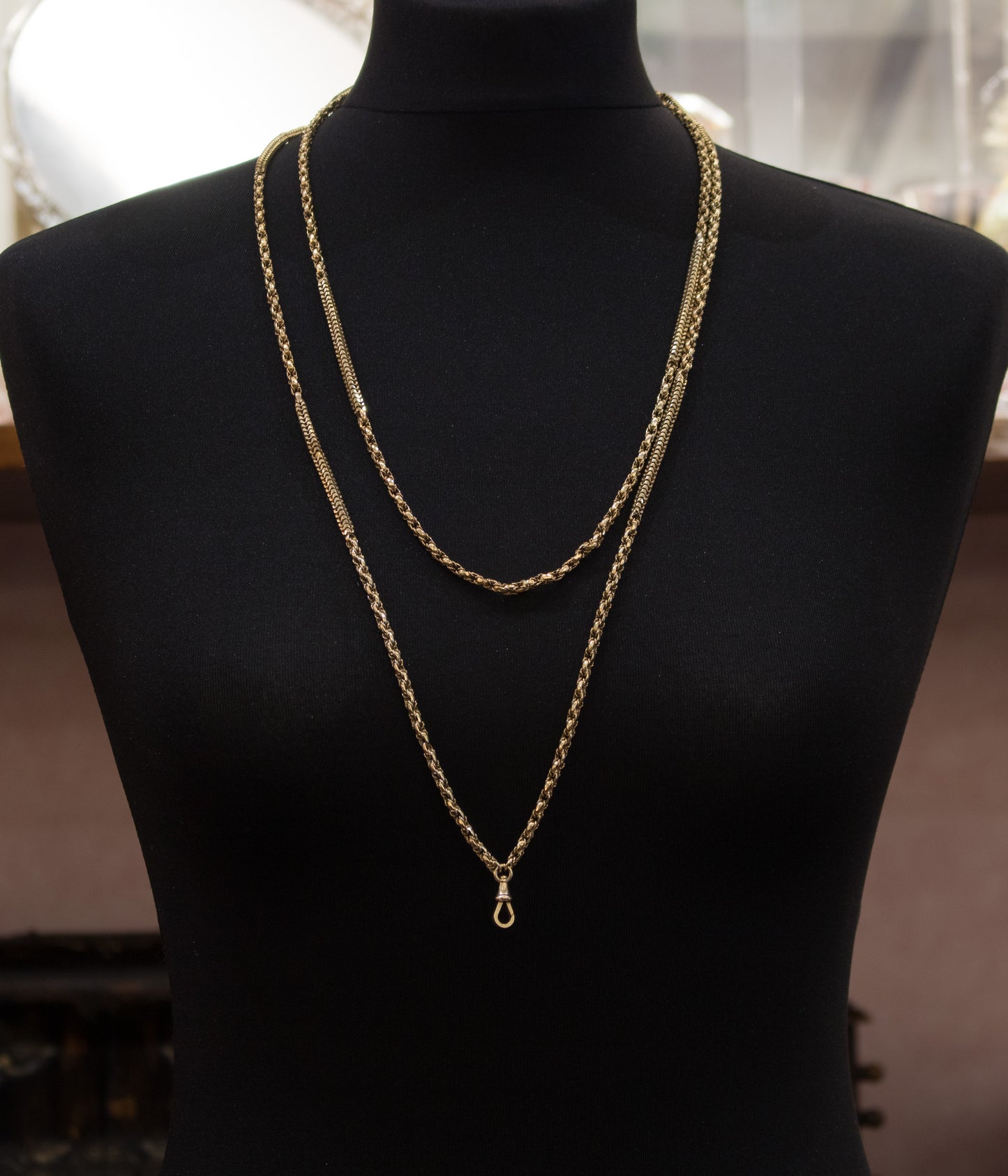 Attractive Victorian Antique 9ct Gold Guard Chain 60inch.  English C.1880