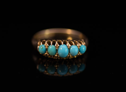 Antique 18ct Gold and Turquoise 5 Stone Ring. Assayed in Birmingham 1917