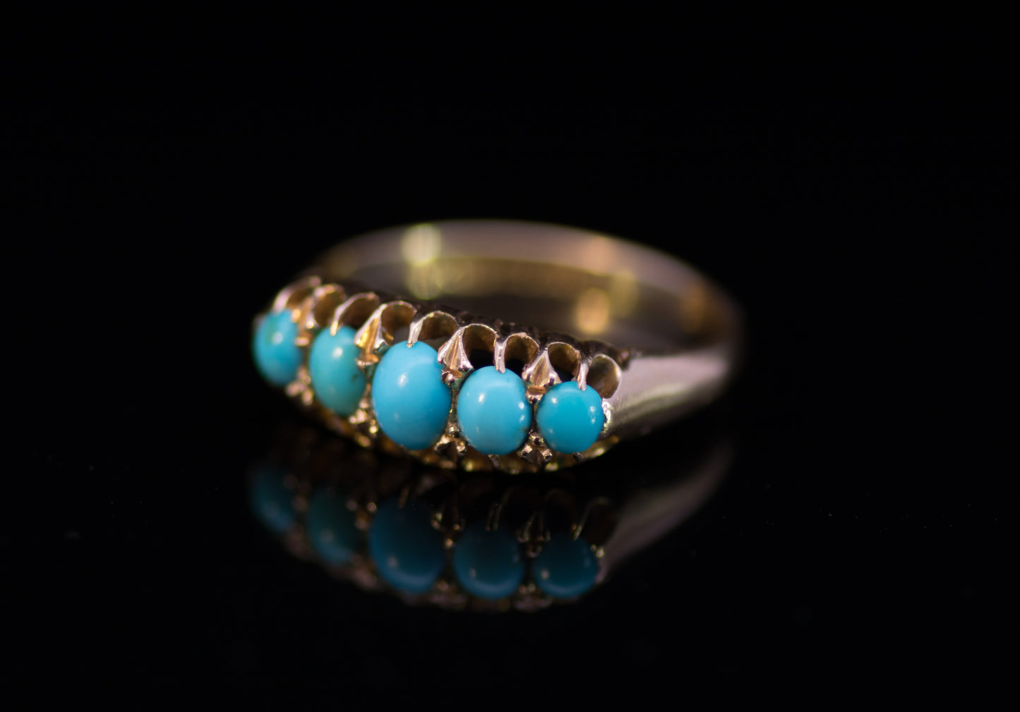 Antique 18ct Gold and Turquoise 5 Stone Ring. Assayed in Birmingham 1917