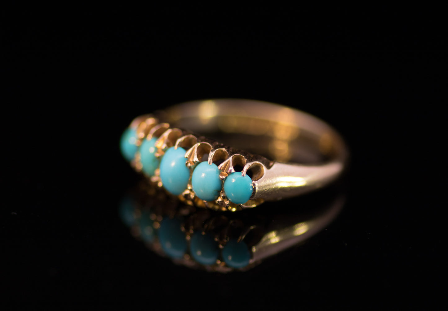 Antique 18ct Gold and Turquoise 5 Stone Ring. Assayed in Birmingham 1917