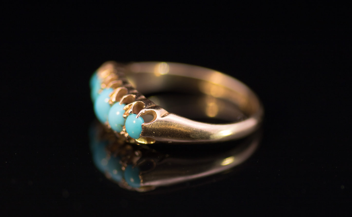 Antique 18ct Gold and Turquoise 5 Stone Ring. Assayed in Birmingham 1917