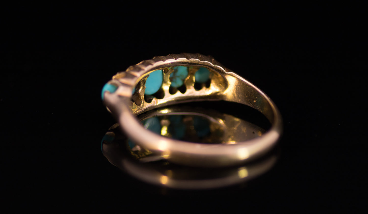Antique 18ct Gold and Turquoise 5 Stone Ring. Assayed in Birmingham 1917