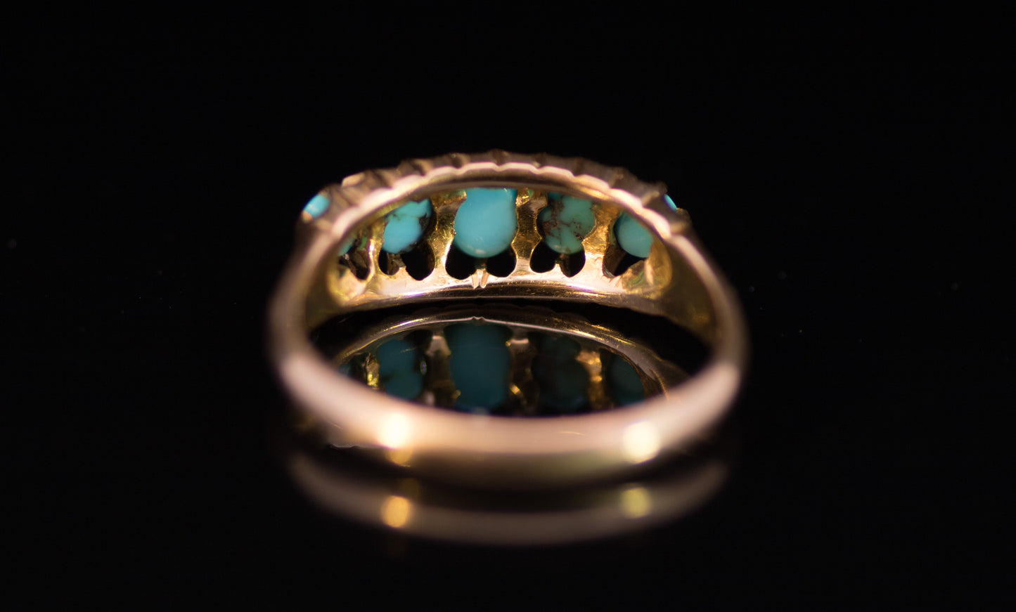 Antique 18ct Gold and Turquoise 5 Stone Ring. Assayed in Birmingham 1917
