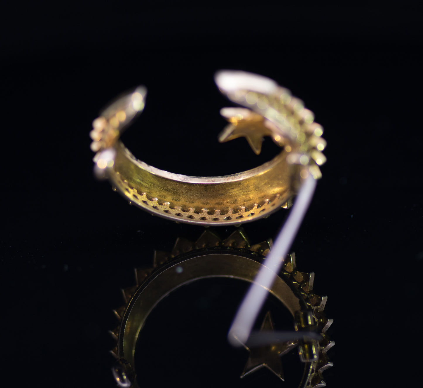 Antique 15ct Gold and Split Pearl Star & Crescent Moon Brooch C.1900. Stunning Condition and Quality.