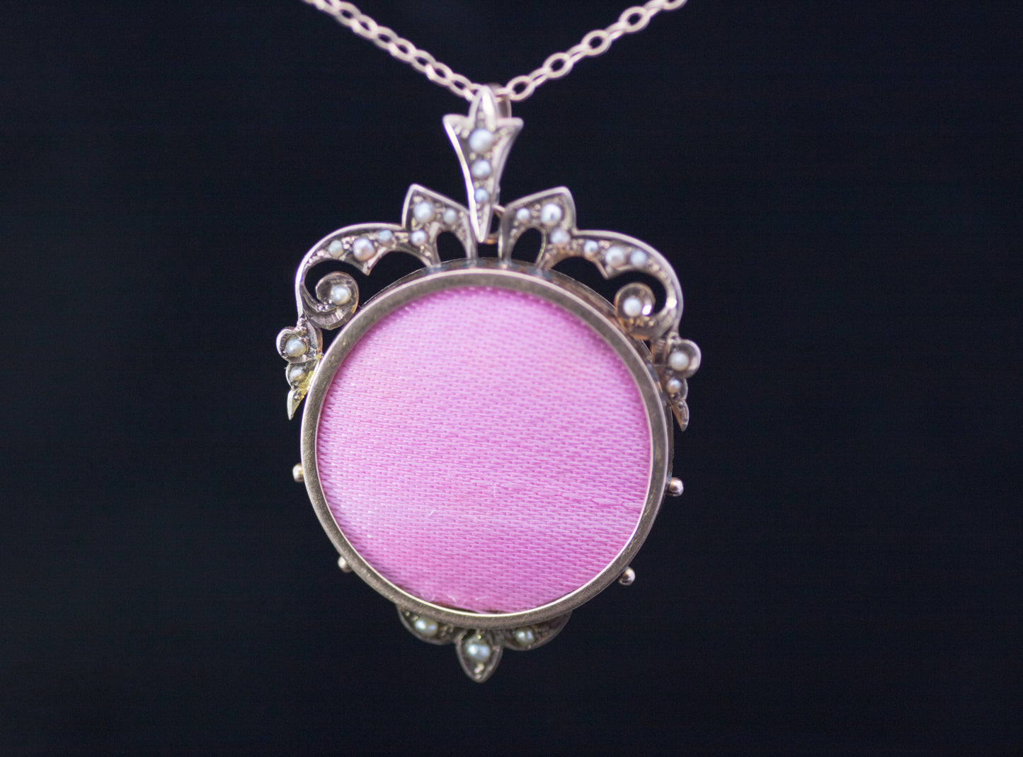 Antique 9ct Gold and Natural Split Pearl Double Picture Locket. English Circa 1900