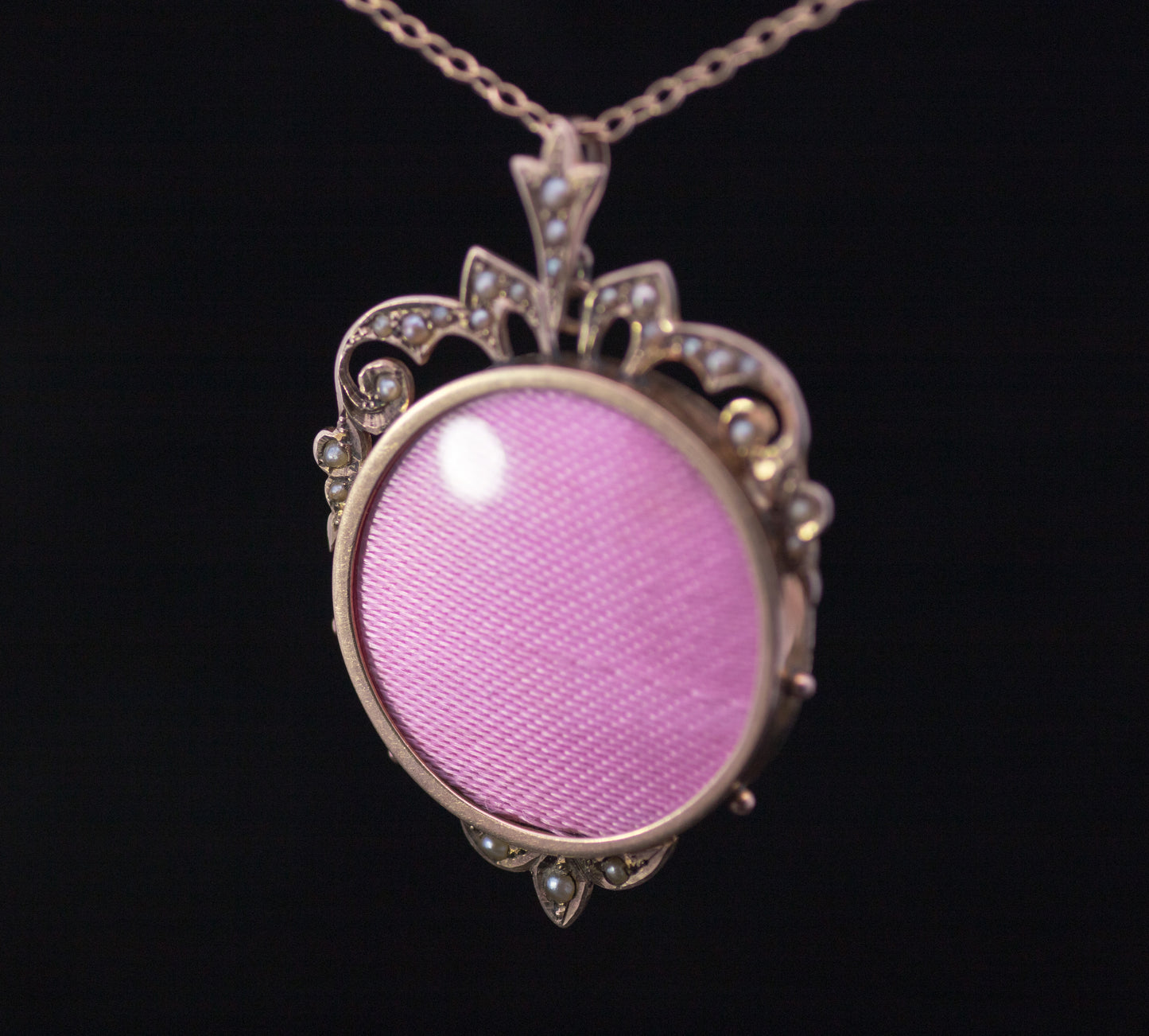 Antique 9ct Gold and Natural Split Pearl Double Picture Locket. English Circa 1900