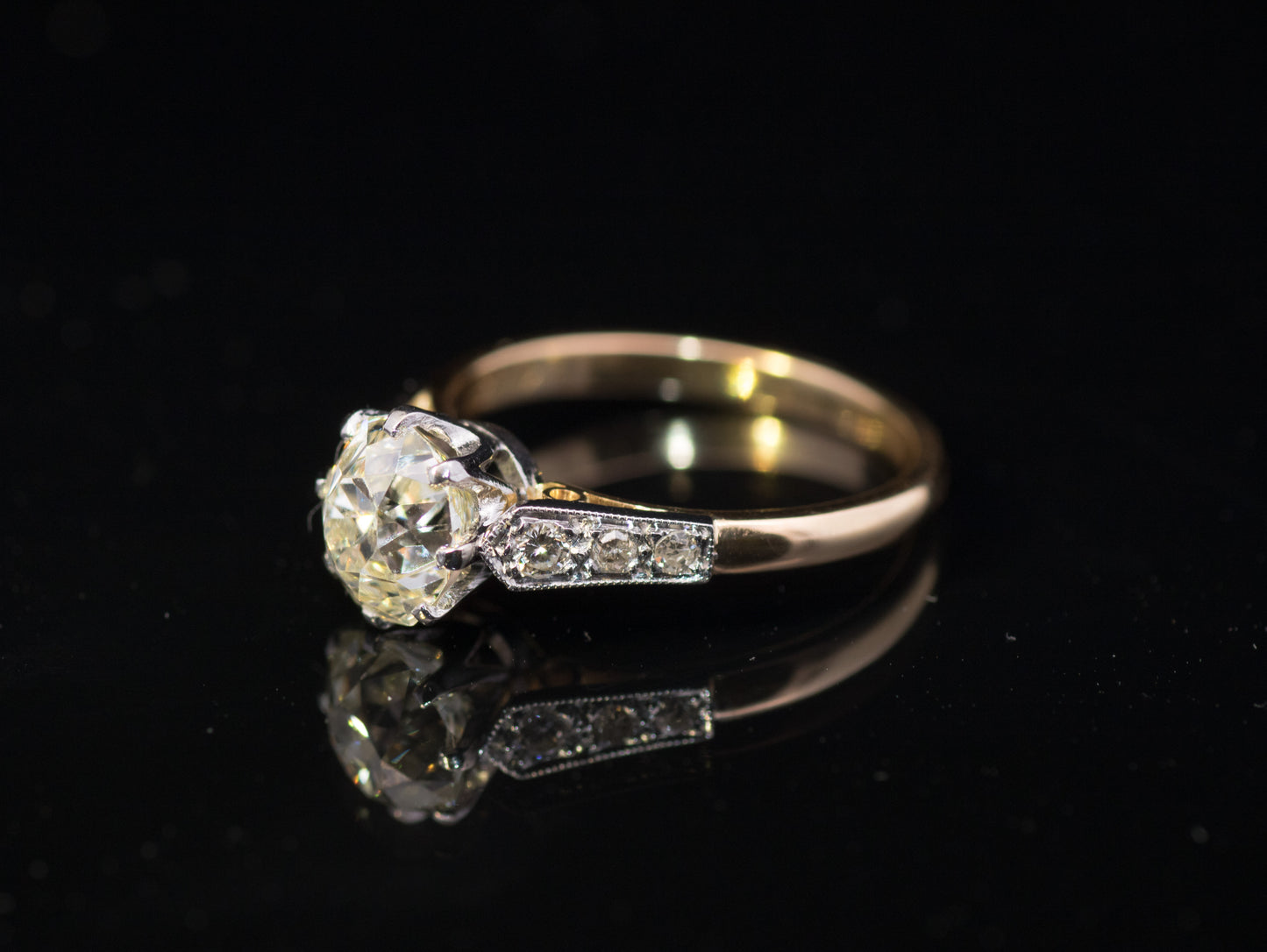 Superb 1.87ct Old Mine Cut Diamond Ring. Diamond Circa 1850`s, Later Re-mounted.