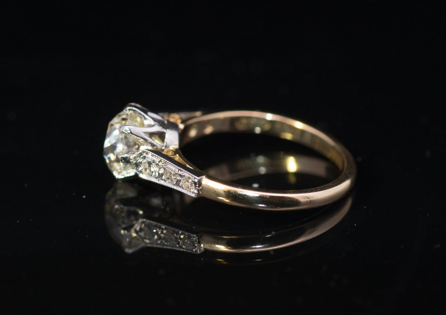 Superb 1.87ct Old Mine Cut Diamond Ring. Diamond Circa 1850`s, Later Re-mounted.