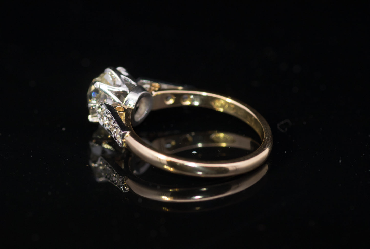 Superb 1.87ct Old Mine Cut Diamond Ring. Diamond Circa 1850`s, Later Re-mounted.