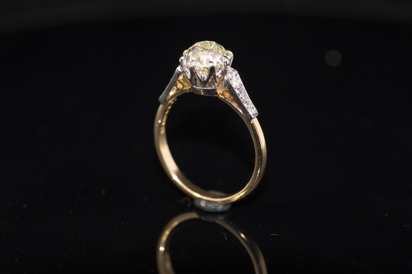 Superb 1.87ct Old Mine Cut Diamond Ring. Diamond Circa 1850`s, Later Re-mounted.