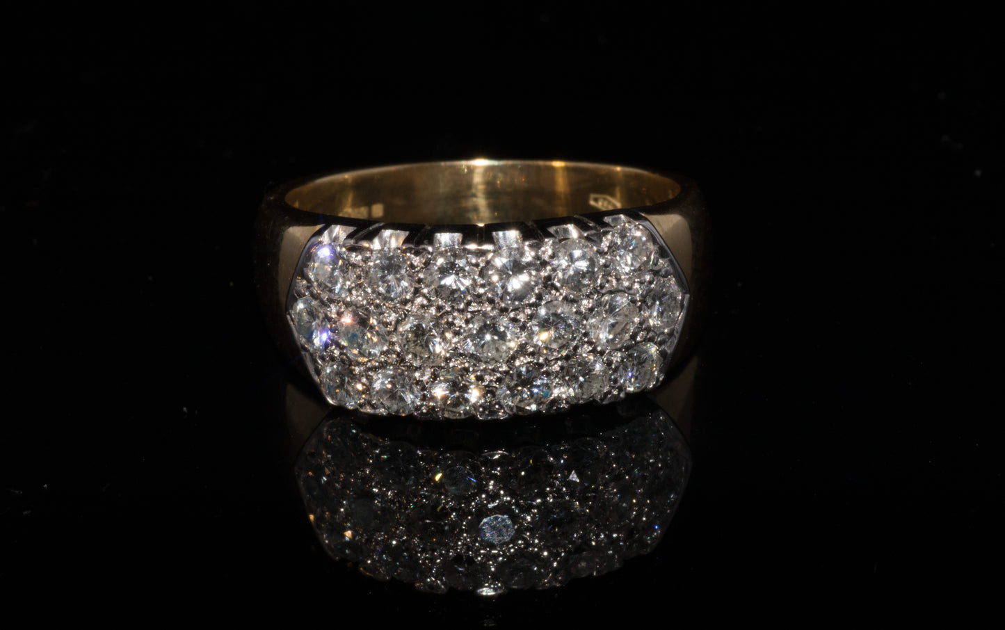 Vintage 18ct White and Yellow Gold Natural Diamond Pavé Set Ring. 1.20ct.