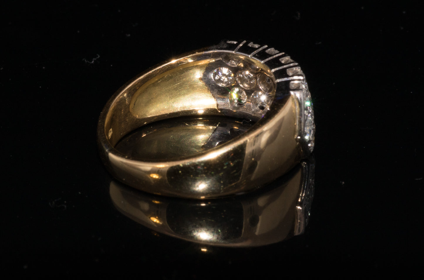 Vintage 18ct White and Yellow Gold Natural Diamond Pavé Set Ring. 1.20ct.