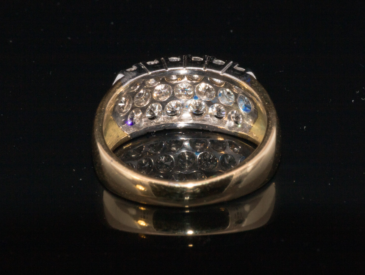 Vintage 18ct White and Yellow Gold Natural Diamond Pavé Set Ring. 1.20ct.